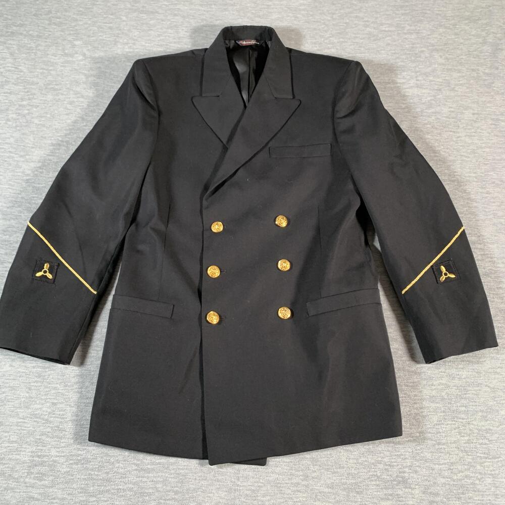 Patriot Blazer Mens 40 Regular Black Gold Nautical Pilot Uniform Jacket Made USA